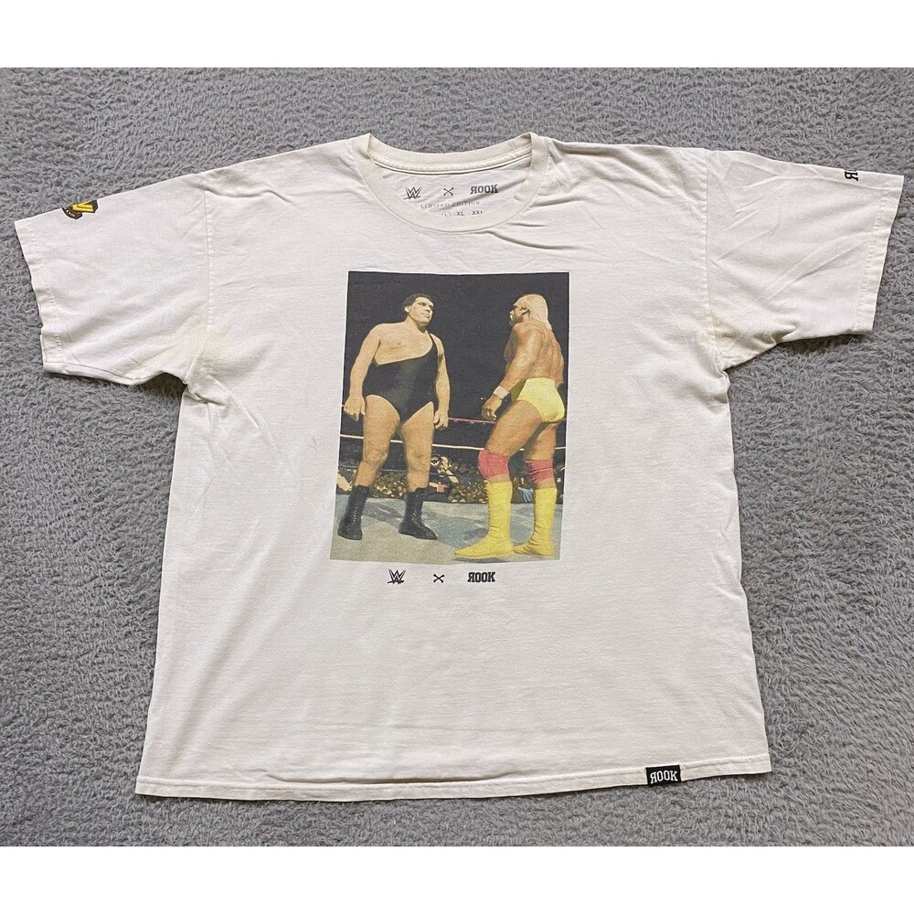 Hulk Hogan Shirt Mens Large White Wrestling  Andre The Giant WWF Rook Retro